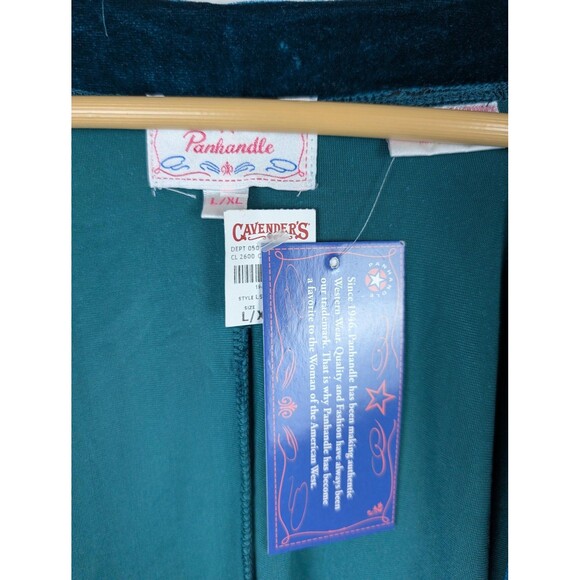 Panhandle Kimono Womens L/XL Teal Velvet Open Front Western Boho Style L8-2116 - Picture 3 of 12